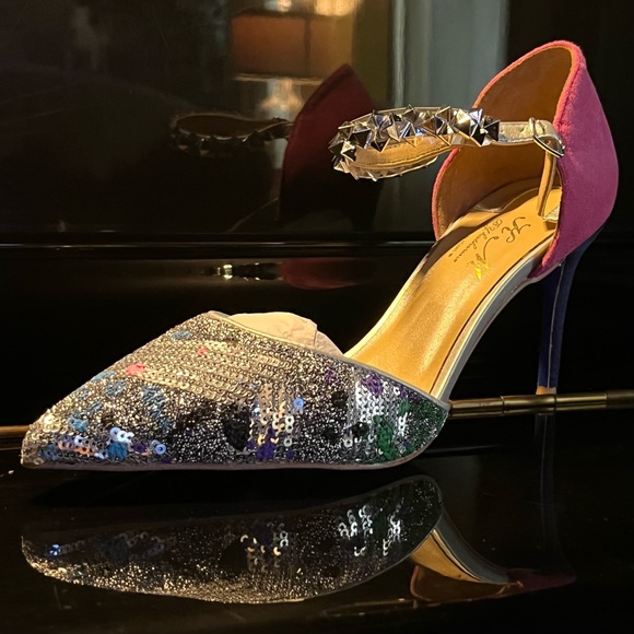 Leather - sequin heels - Picture 1 of 9